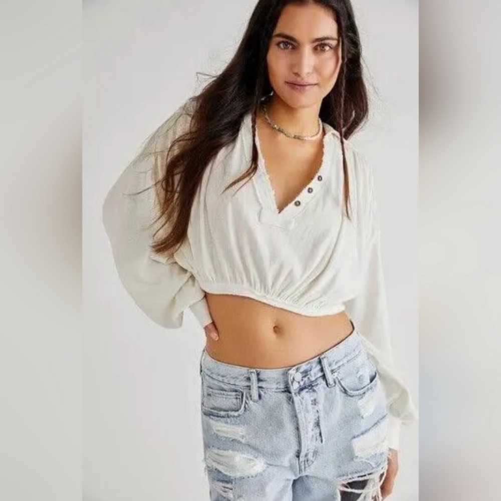 NWT Free People Darren cropped long sleeve top